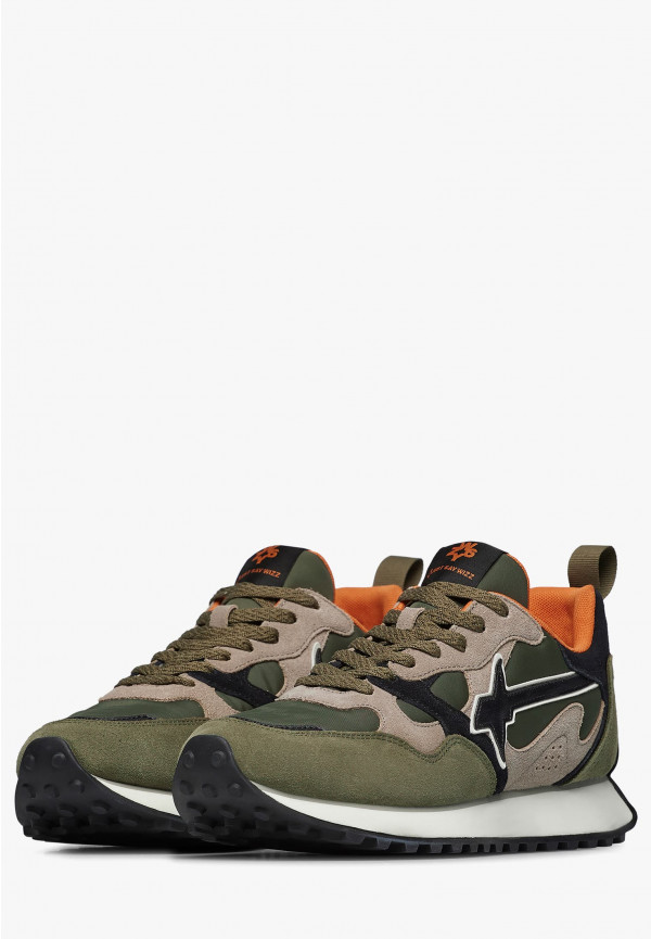 W6yz Sneakers in suede e tessuto tecnico Militare -LOOP-M Sottocosto