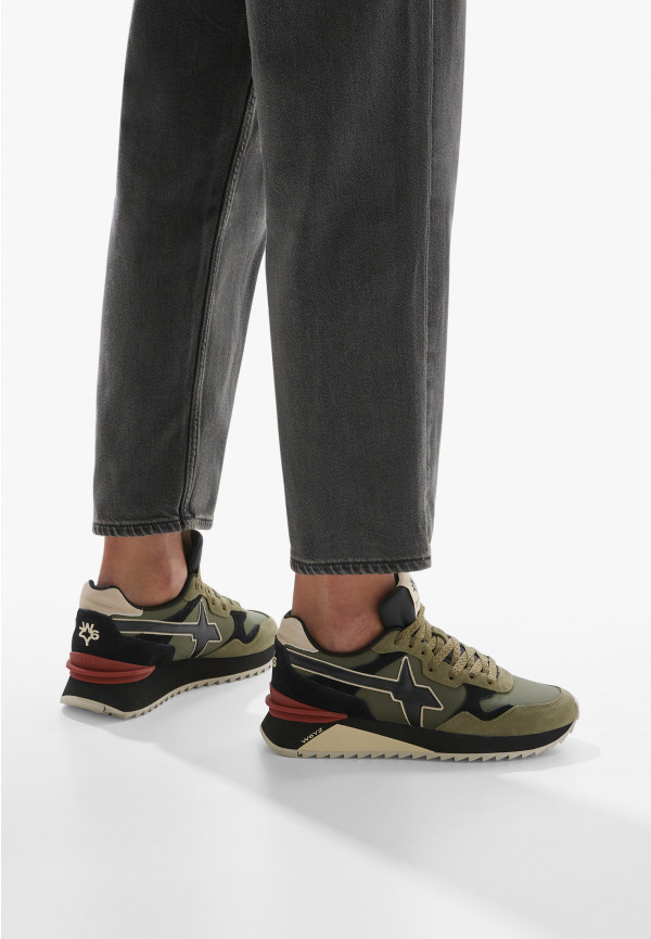 W6yz Sneakers in tessuto tecnico e suede Militare -YAK-M Presa