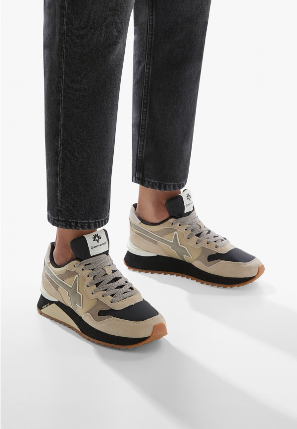 W6yz Sneakers in tessuto tecnico e suede Beige -YAK-M Offerta