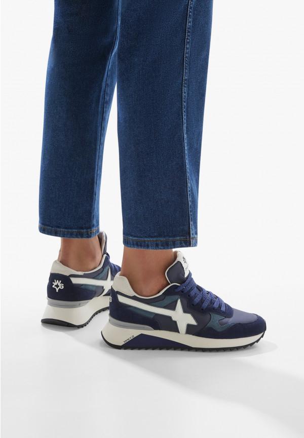 W6yz Sneakers in tessuto tecnico e suede Navy -YAK-M Offerte