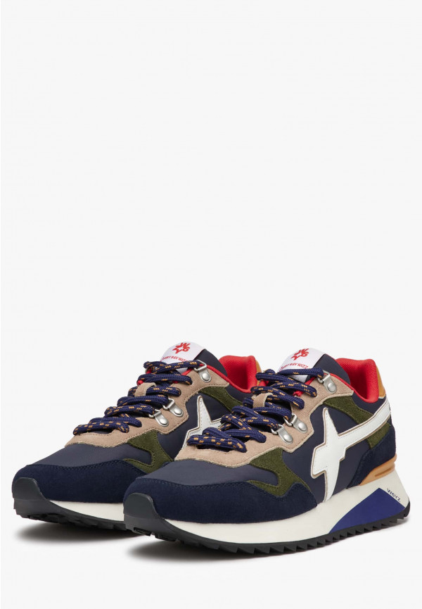 W6yz Sneakers in tessuto tecnico e suede Navy -YAK-M Vendita Calda