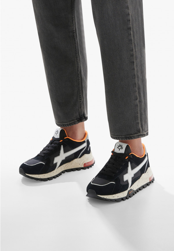 W6yz Sneakers in suede e tessuto tecnico Bianco-Nero -BREEZE 3-M In Saldo
