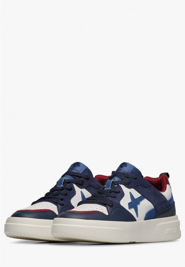 W6yz Sneakers in ecopelle e suede Bianco-Blu -BOND 2-M Vendita