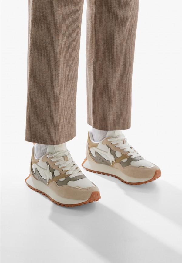 W6yz Sneakers in suede e tessuto tecnico Bianco panna -LOOP-W Negozi Online