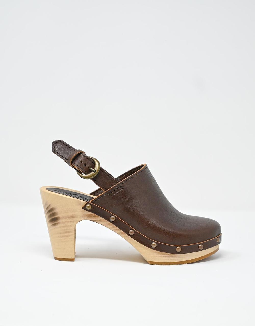 Wally Walker zoccolo in pelle dark chestnut Olandflex by astorflex