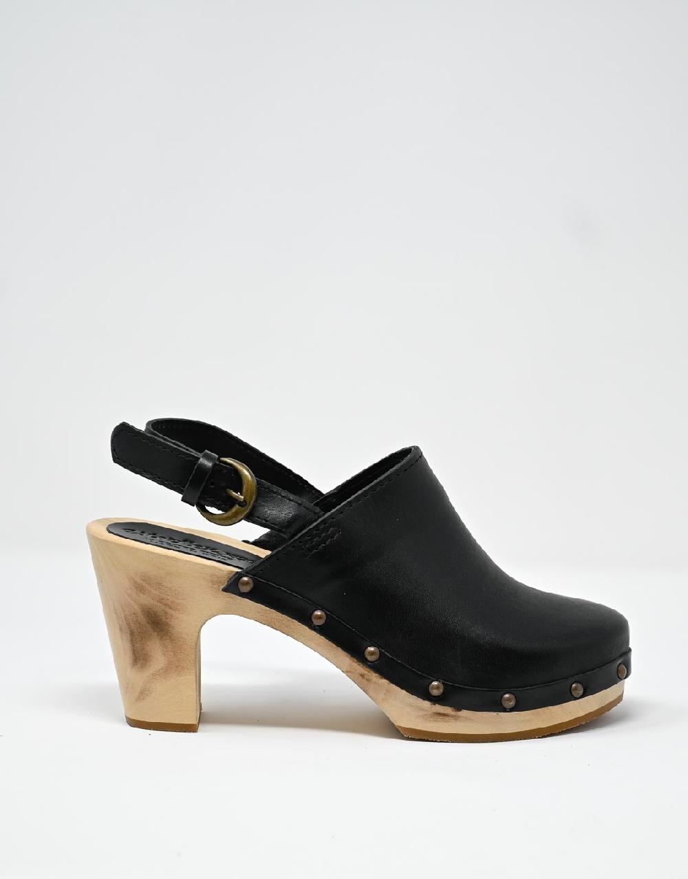 Wally Walker zoccolo in pelle nero Olandflex by astorflex