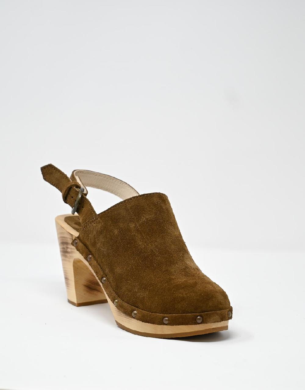 Wally Walker zoccolo in pelle scamosciata dark chestnut Olandflex by astorflex Saldi Di Fabbrica