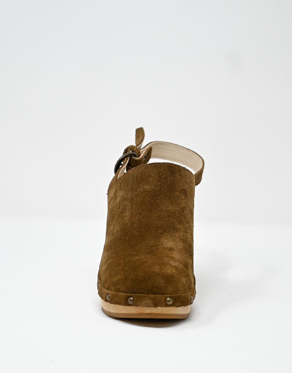 Wally Walker zoccolo in pelle scamosciata dark chestnut Olandflex by astorflex Saldi Di Fabbrica