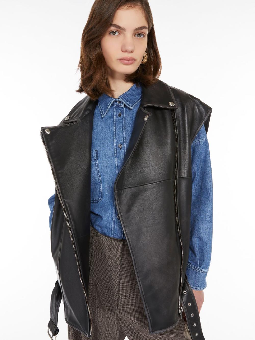 Weekend Gilet oversize in pelle Fino Al -60%