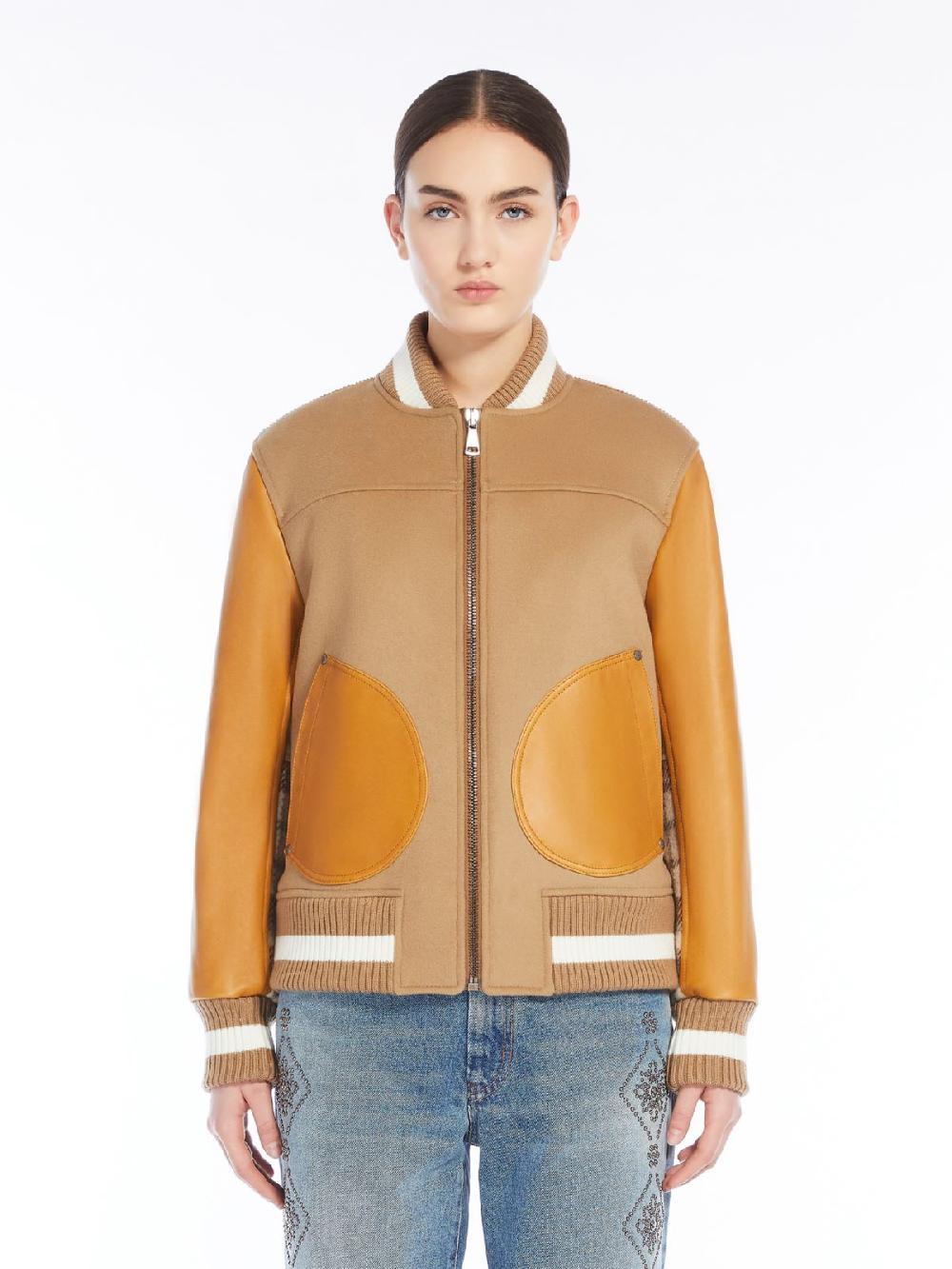 Weekend Bomber in lana velluto e pelle In Linea