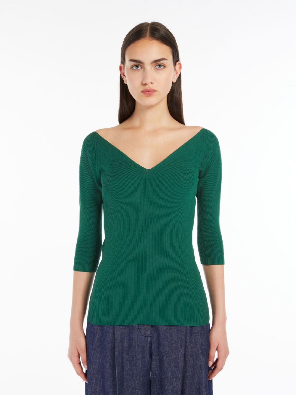 Weekend Maglia a V in viscosa a coste Moda