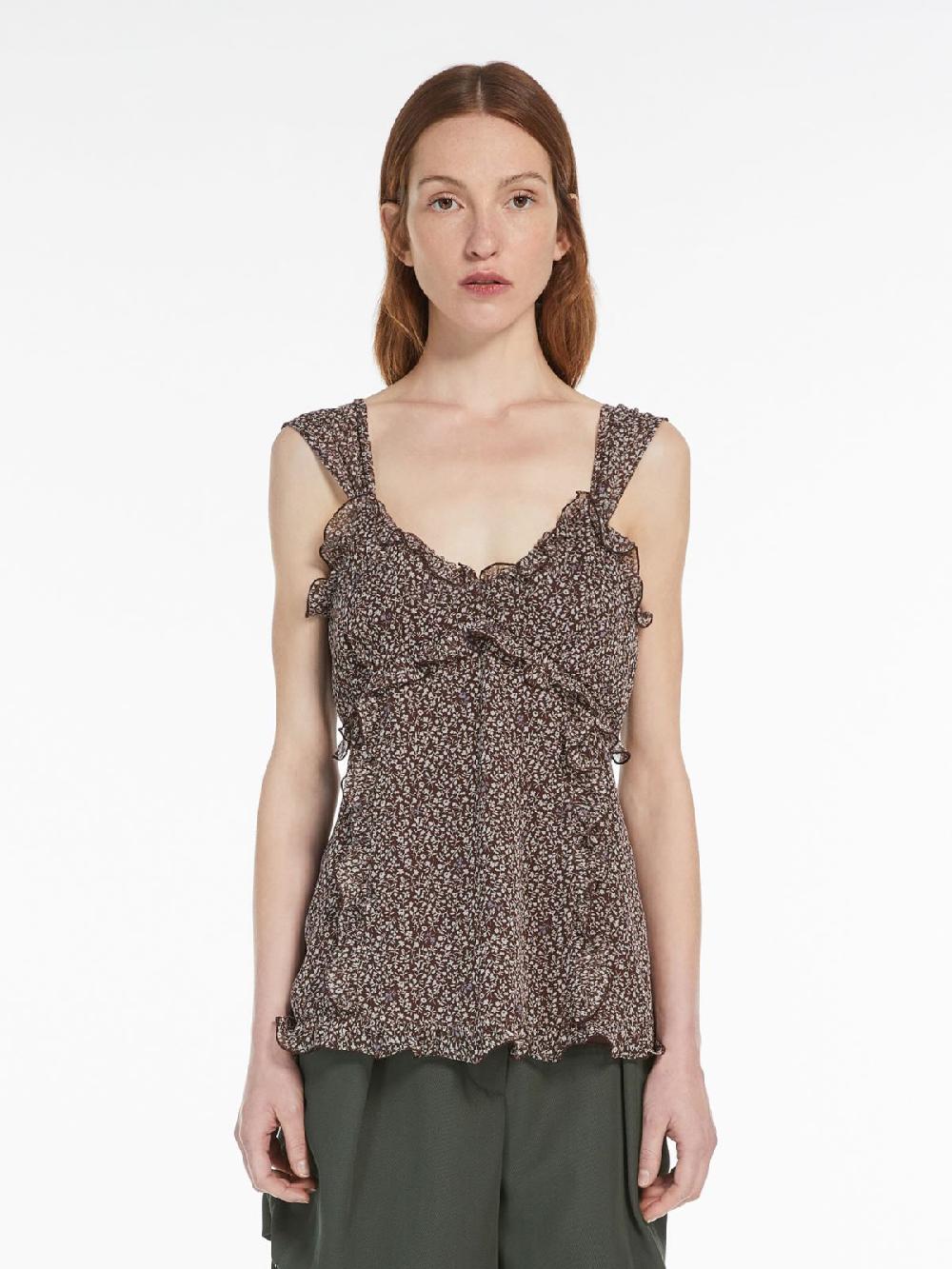 Weekend Top in georgette di seta stampata Vendita Calda