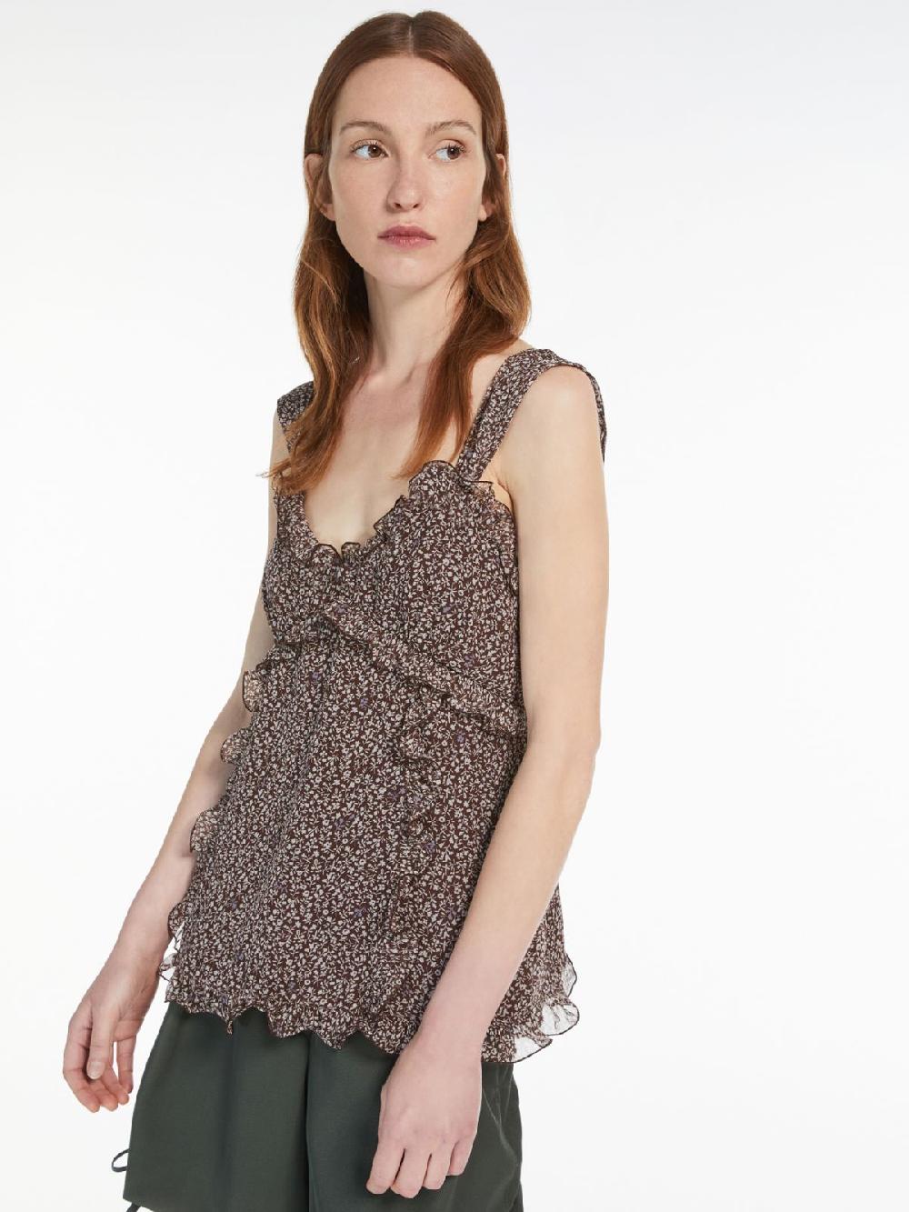 Weekend Top in georgette di seta stampata Vendita Calda