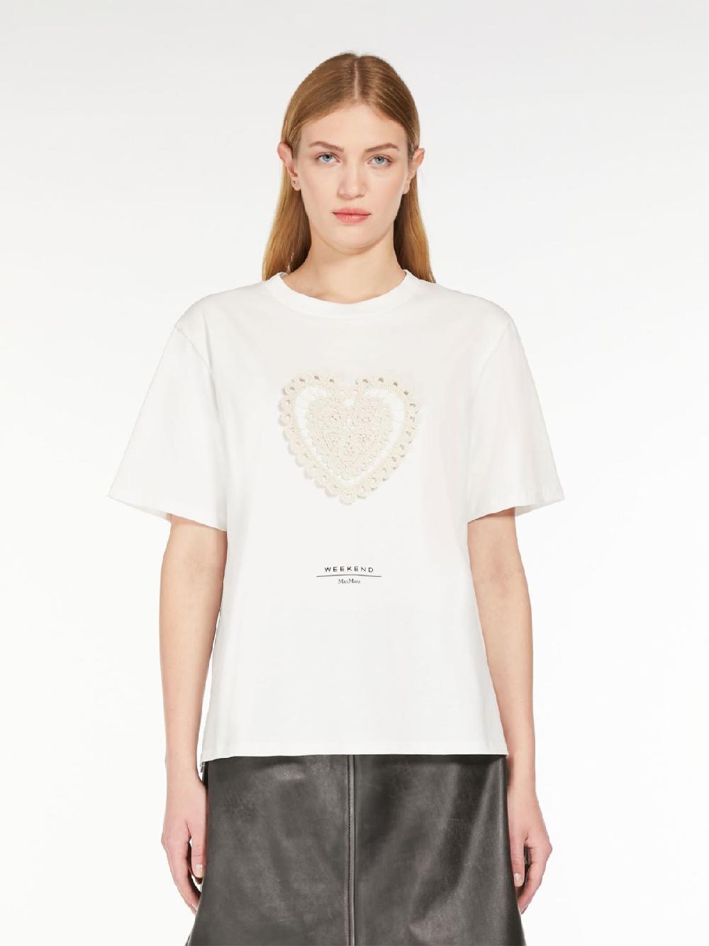 Weekend T-shirt in cotone con lettering ricamato Italy