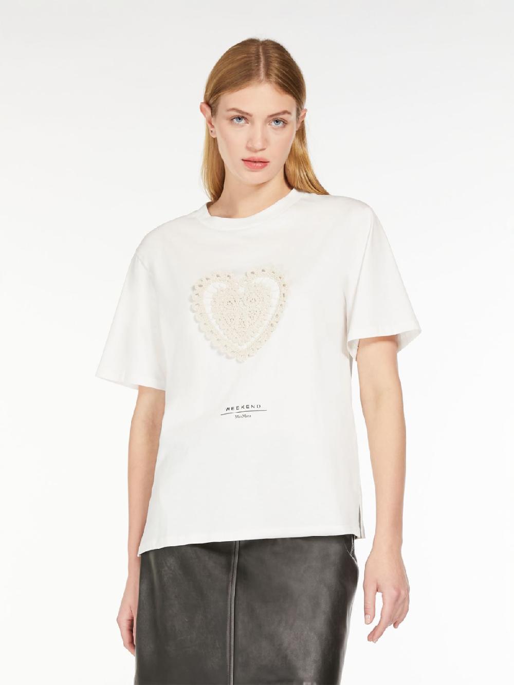 Weekend T-shirt in cotone con lettering ricamato Italy