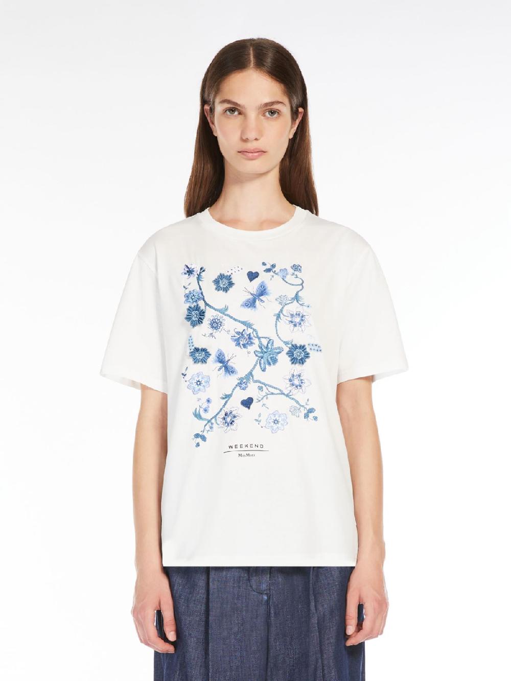 Weekend T-shirt in cotone con lettering ricamato 2025