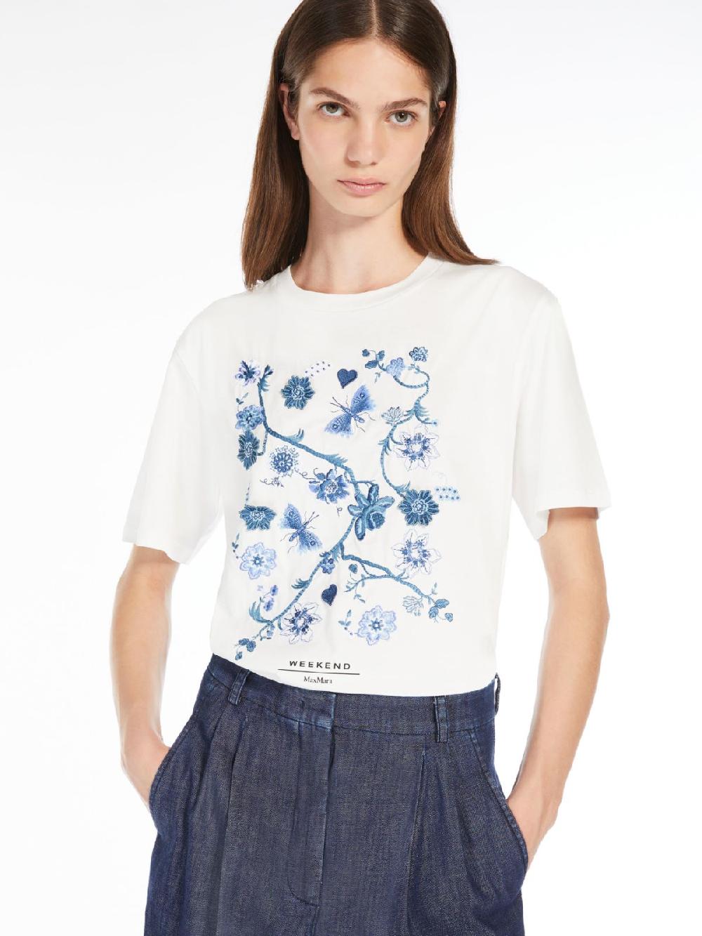 Weekend T-shirt in cotone con lettering ricamato 2025
