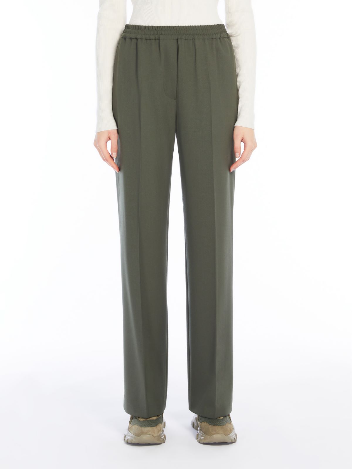 Weekend Pantalone in gabardina di lana Vendita Calda