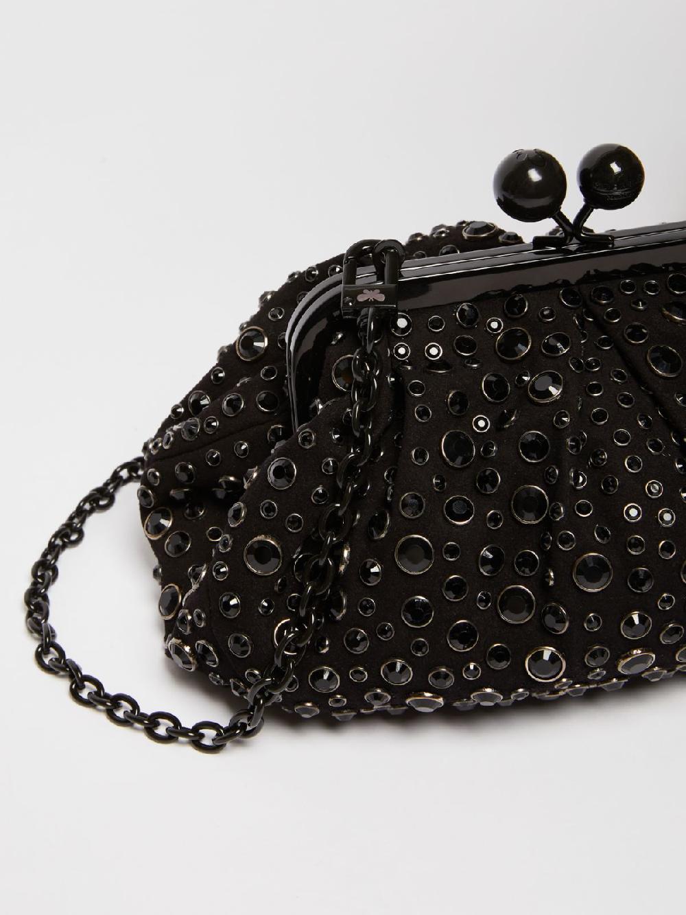 Weekend Pasticcino Bag Small con pietre incastonate in pelle con cristalli Vendita Economica