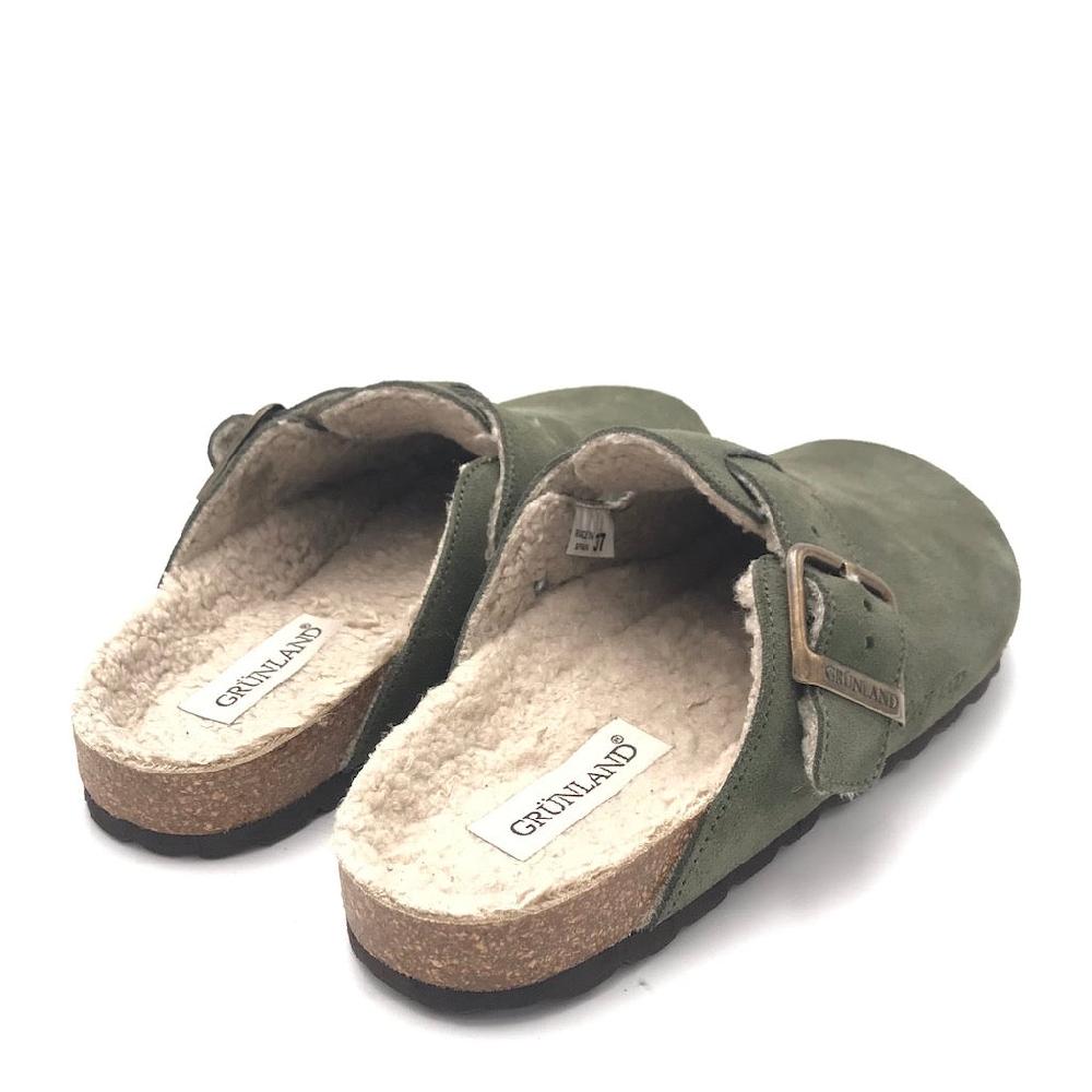 Zulian Calzature Ciabatta Sara shearling oliva Nuova