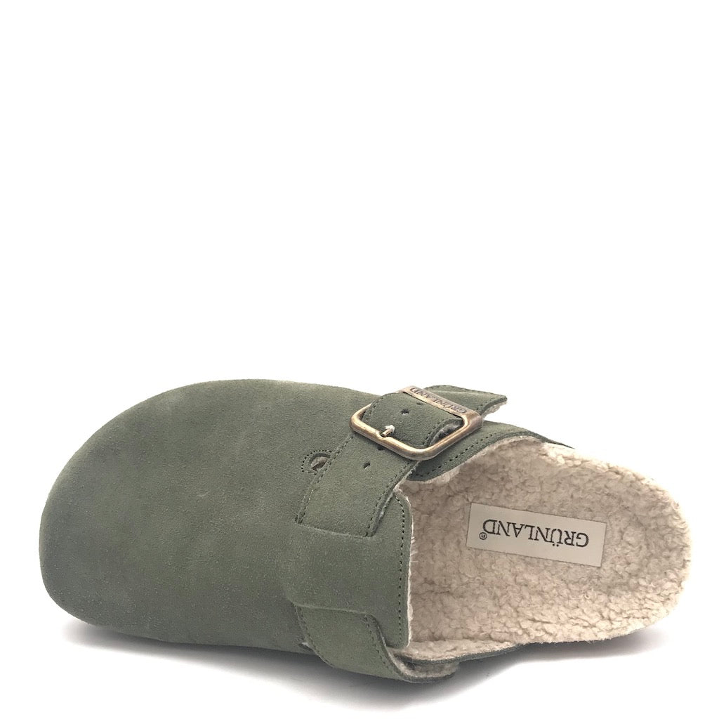 Zulian Calzature Ciabatta Sara shearling oliva Nuova