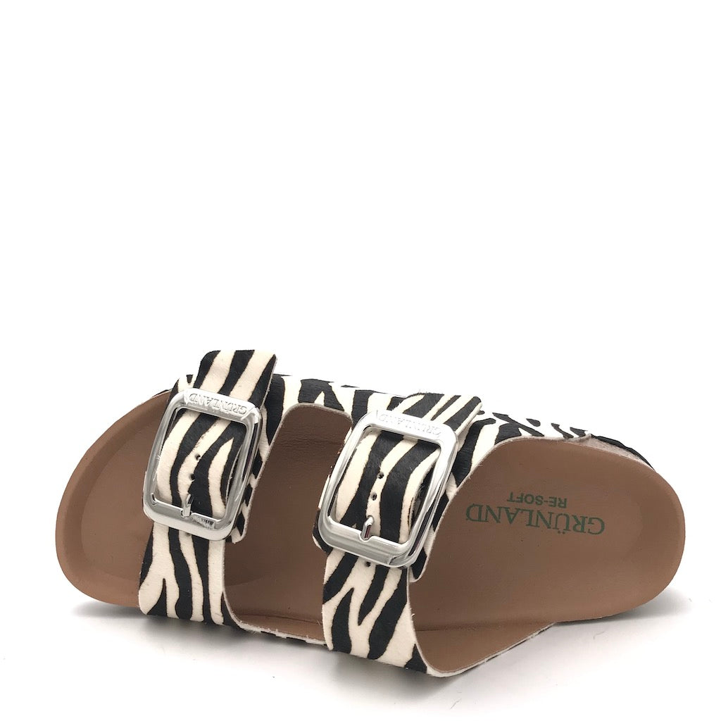 Zulian Calzature Ciabatta Enny doppia fibbia cavallino zebrato Soddisfazione Garantita