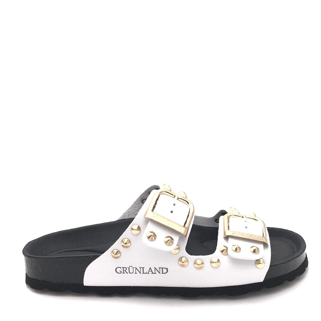 Zulian Calzature Ciabatta Sara doppia fibbia bianca borchie Soddisfazione Garantita
