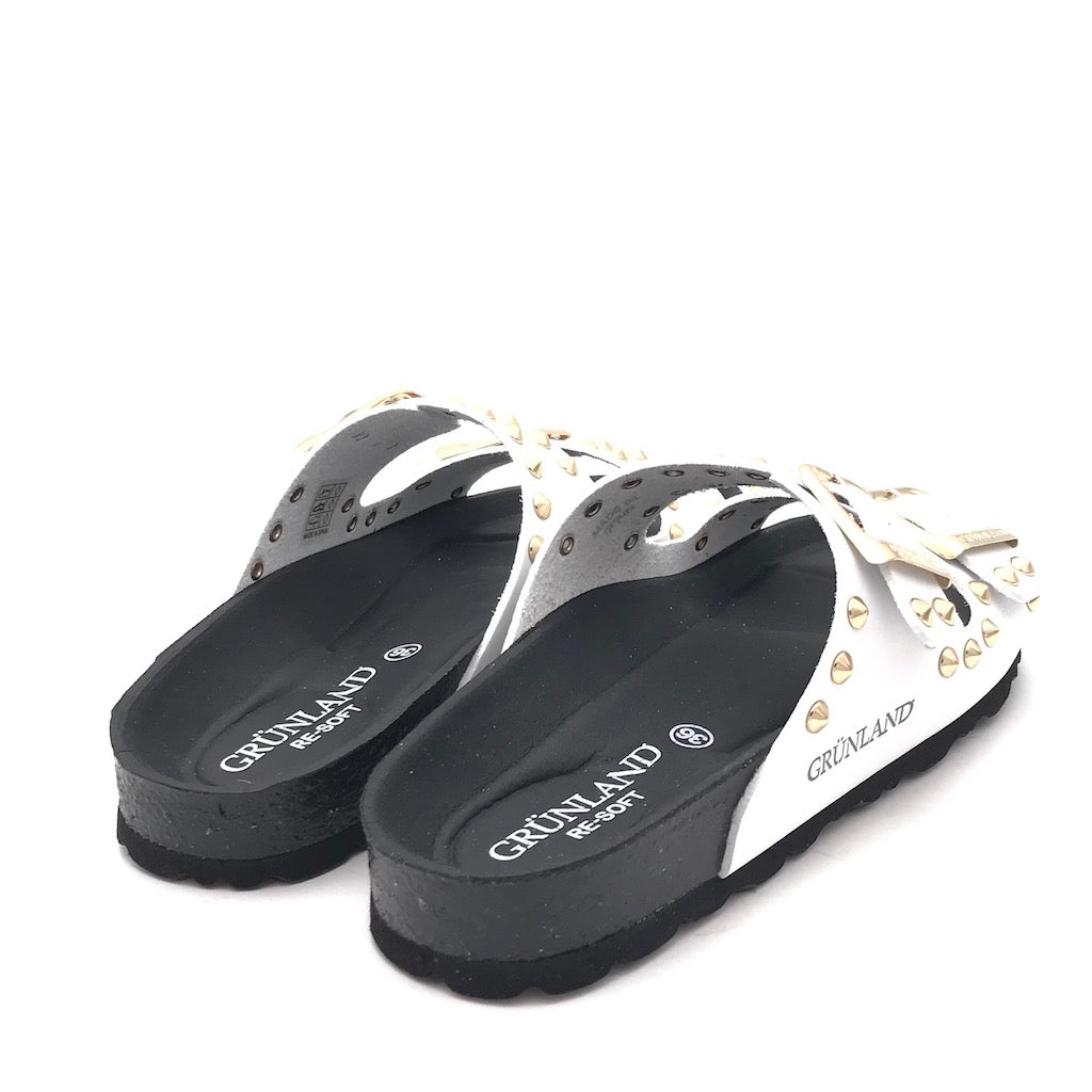 Zulian Calzature Ciabatta Sara doppia fibbia bianca borchie Soddisfazione Garantita