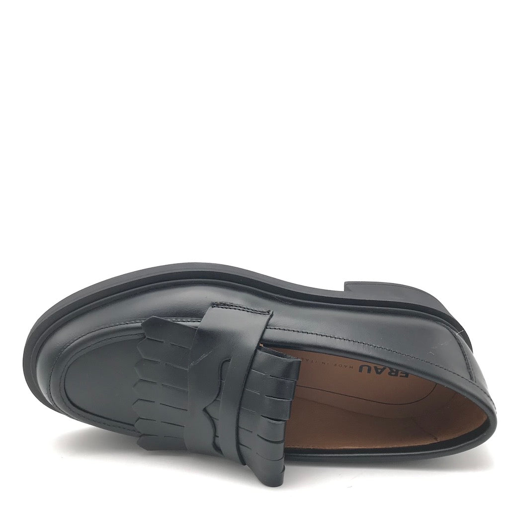 Zulian Calzature Mocassino college frangia in pelle nera Moda