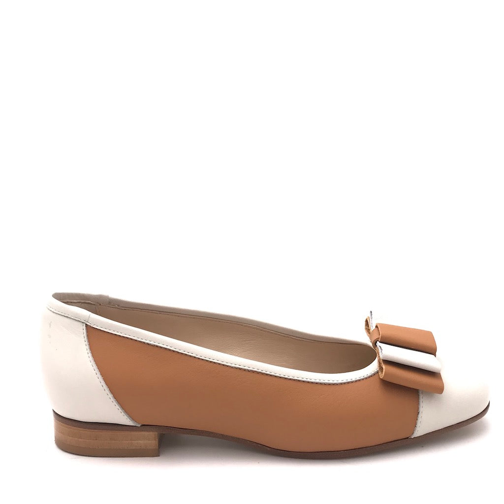 Zulian Calzature Ballerina in pelle cuoio-panna