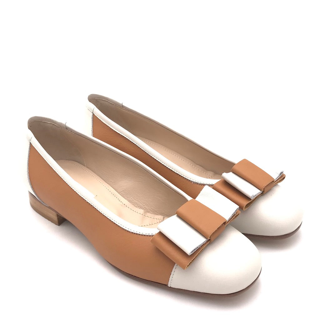 Zulian Calzature Ballerina in pelle cuoio-panna Promozione
