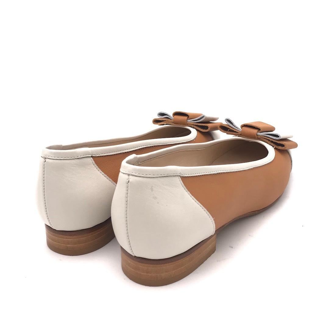 Zulian Calzature Ballerina in pelle cuoio-panna Promozione