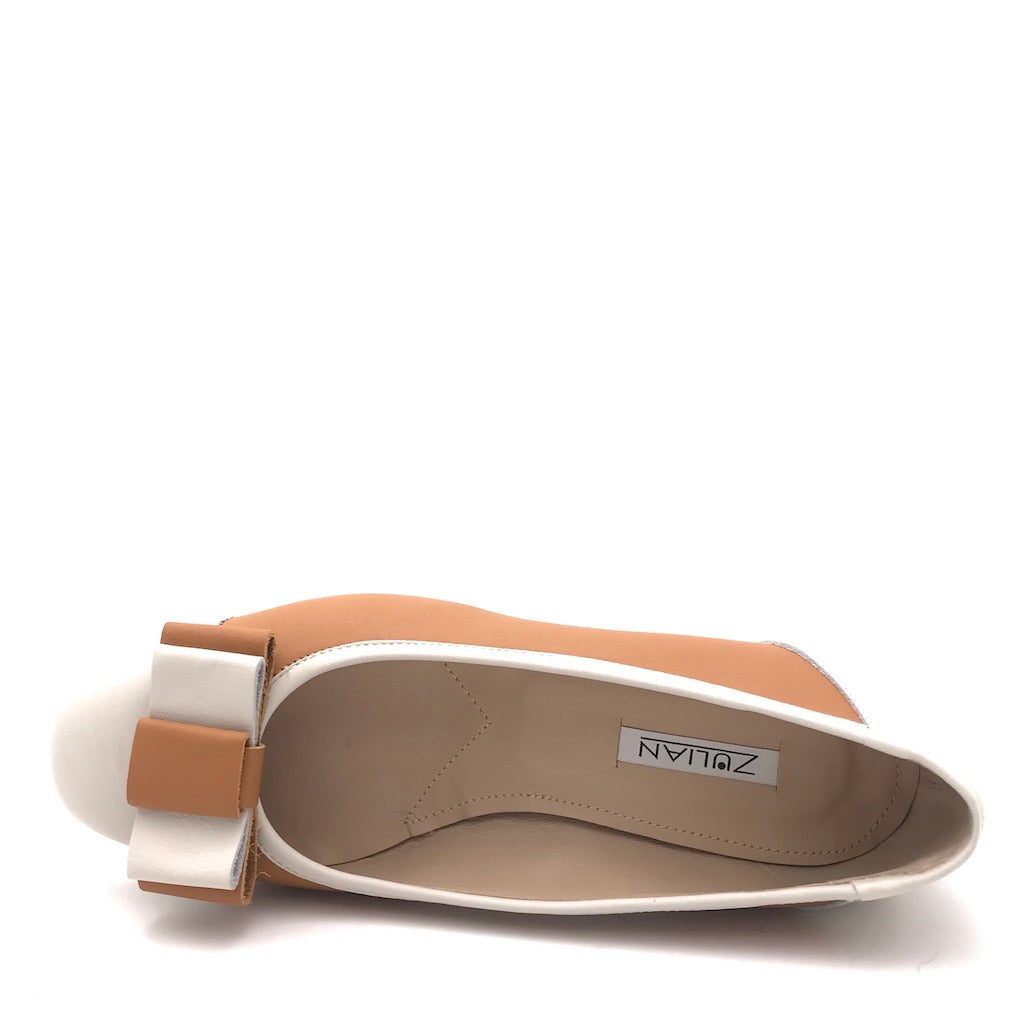 Zulian Calzature Ballerina in pelle cuoio-panna Promozione