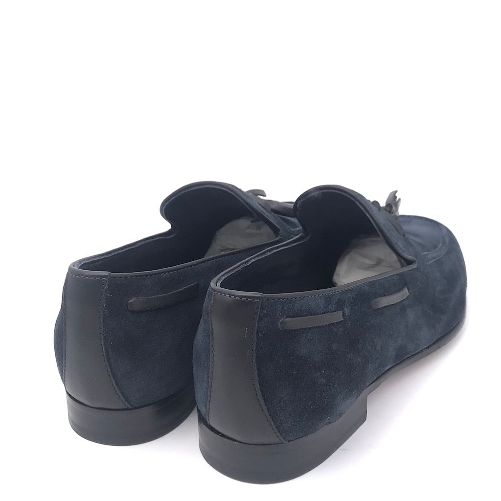 Zulian Calzature Mocassino nappine in velour blu Online