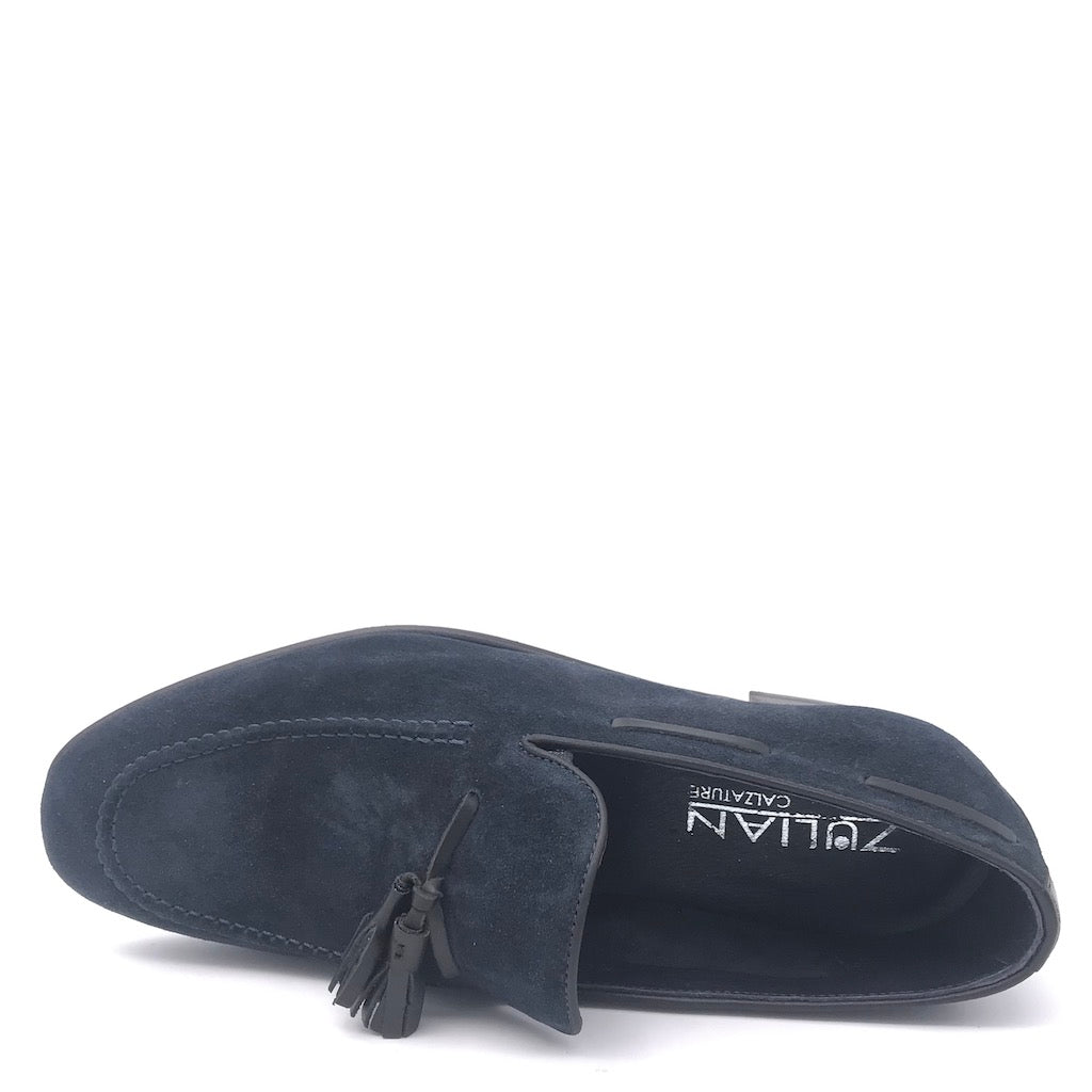 Zulian Calzature Mocassino nappine in velour blu Online