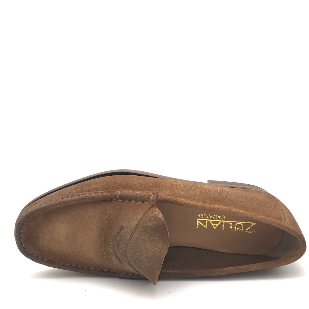 Zulian Calzature Mocassino in velour taupe In Vendita