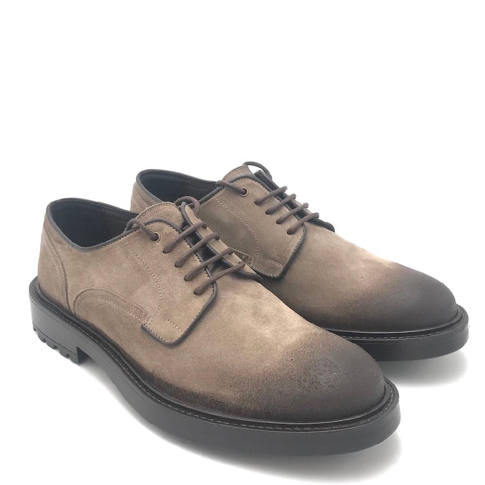 Zulian Calzature Allacciata in crosta anticata taupe Italy