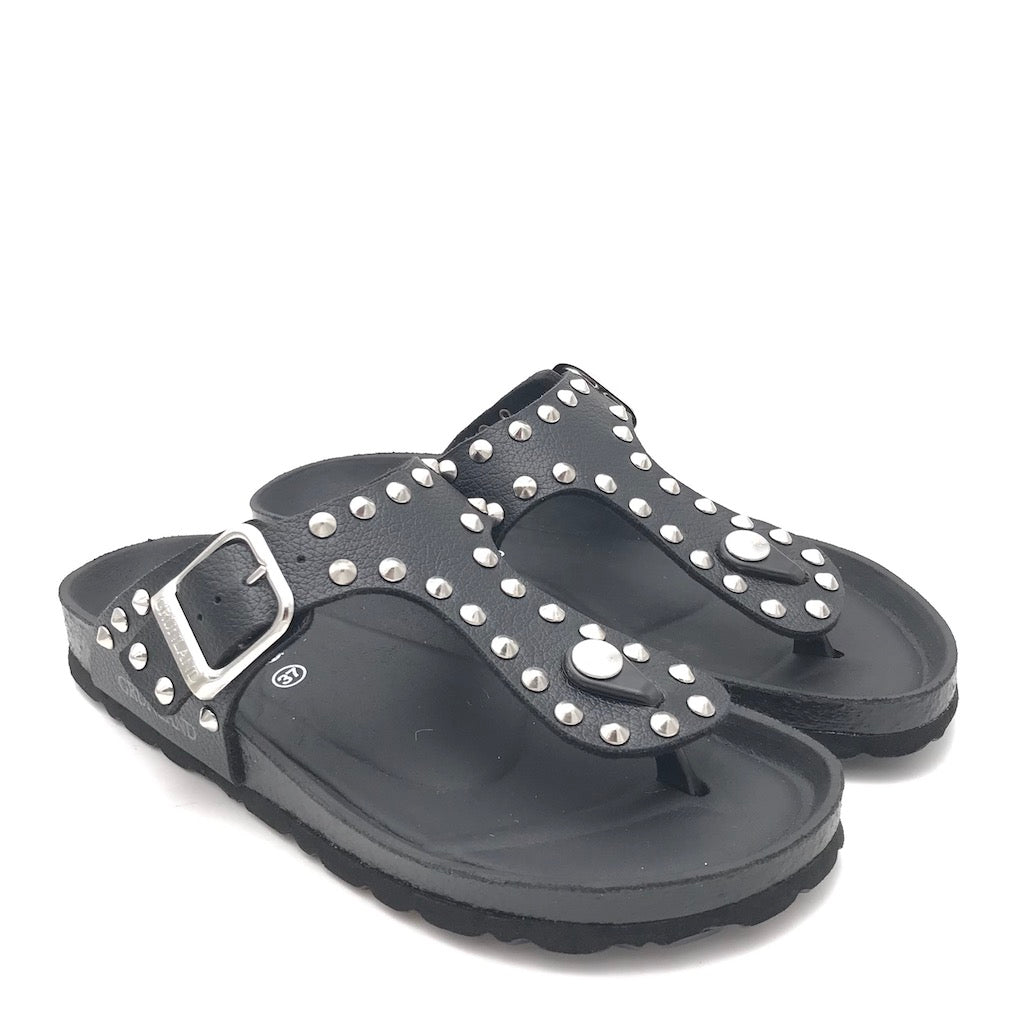 Zulian Calzature Ciabatta Sara infradito nera borchie Consegna Veloce