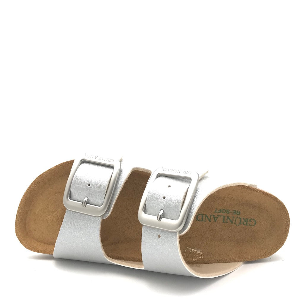 Zulian Calzature Ciabatta Sara doppia fibbia argento Vendita Calda
