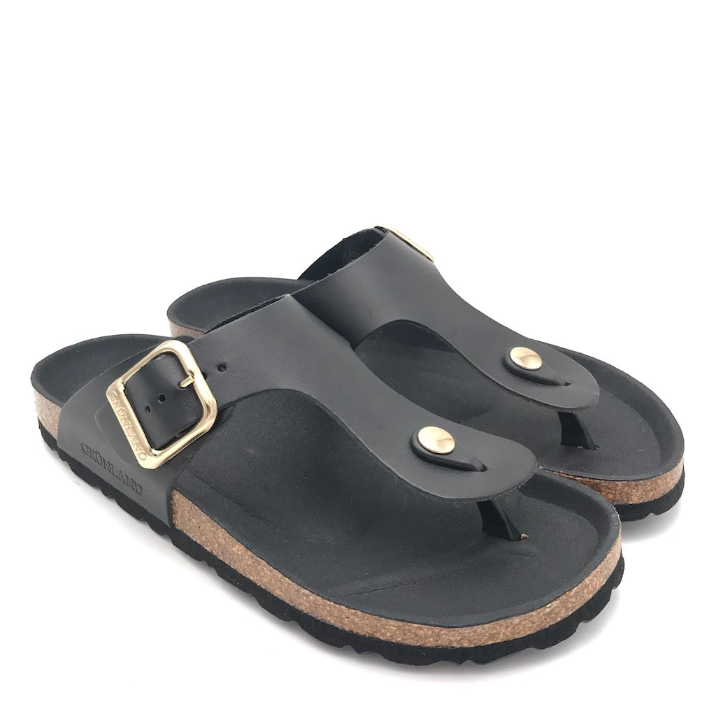 Zulian Calzature Ciabatta Sara infradito pelle nera Presa