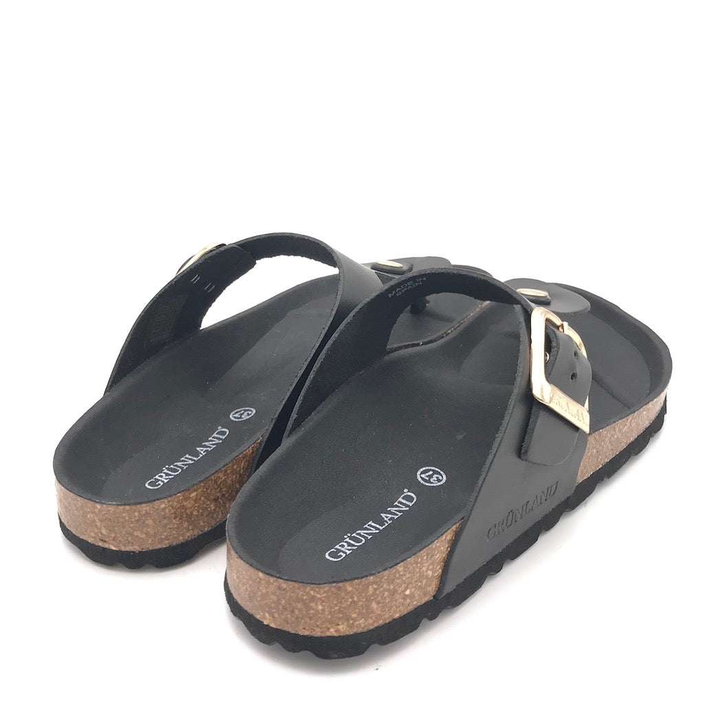 Zulian Calzature Ciabatta Sara infradito pelle nera Presa