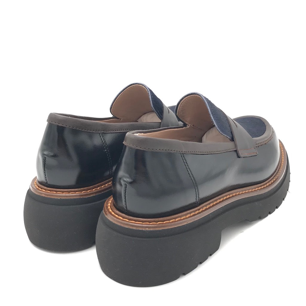Zulian Calzature Mocassino nero e cavallino blu Qualità Garantita