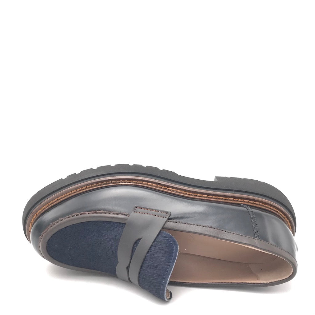 Zulian Calzature Mocassino nero e cavallino blu Qualità Garantita