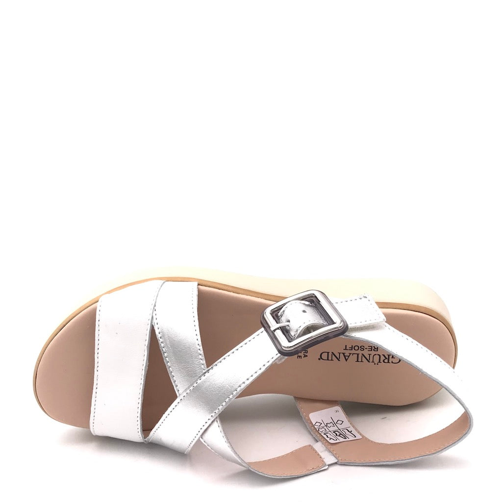 Zulian Calzature Sandalo Fasi bianco-argento Offerta per la Festa della Mamma