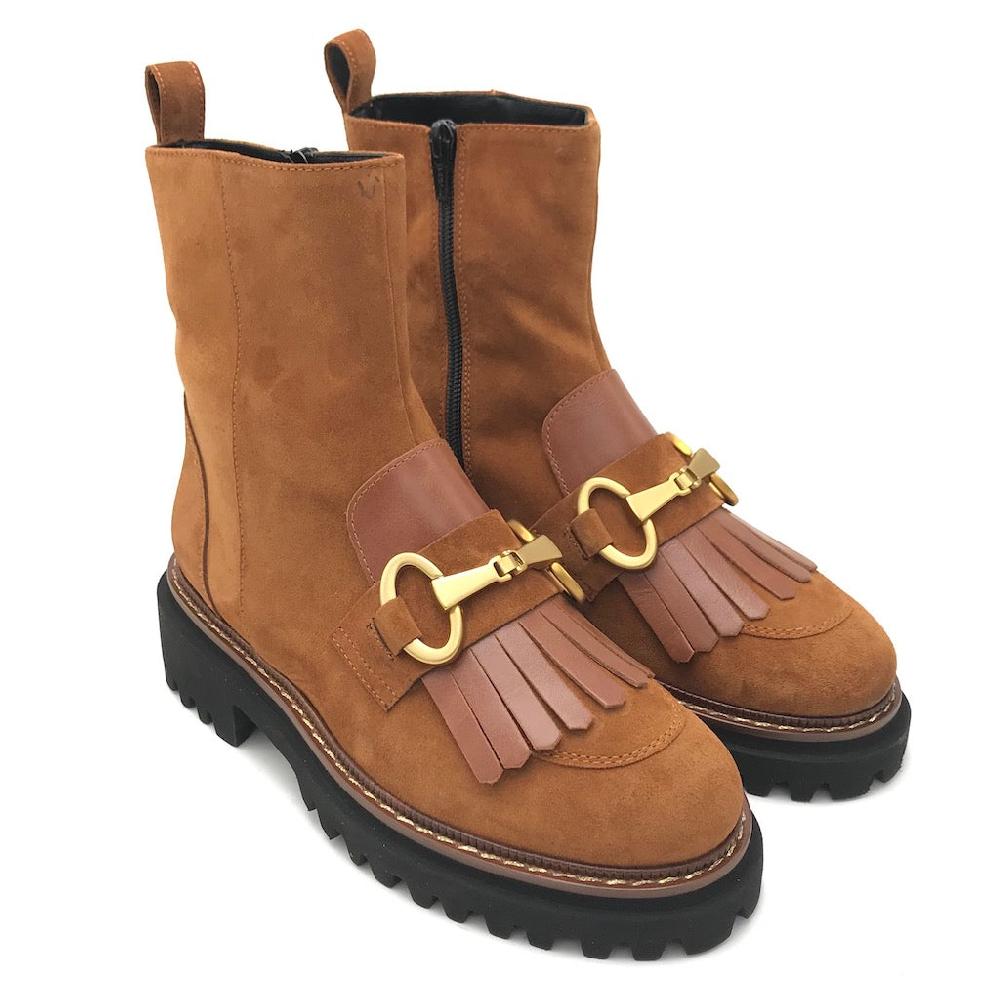 Zulian Calzature Tronchetto velour cuoio Presa