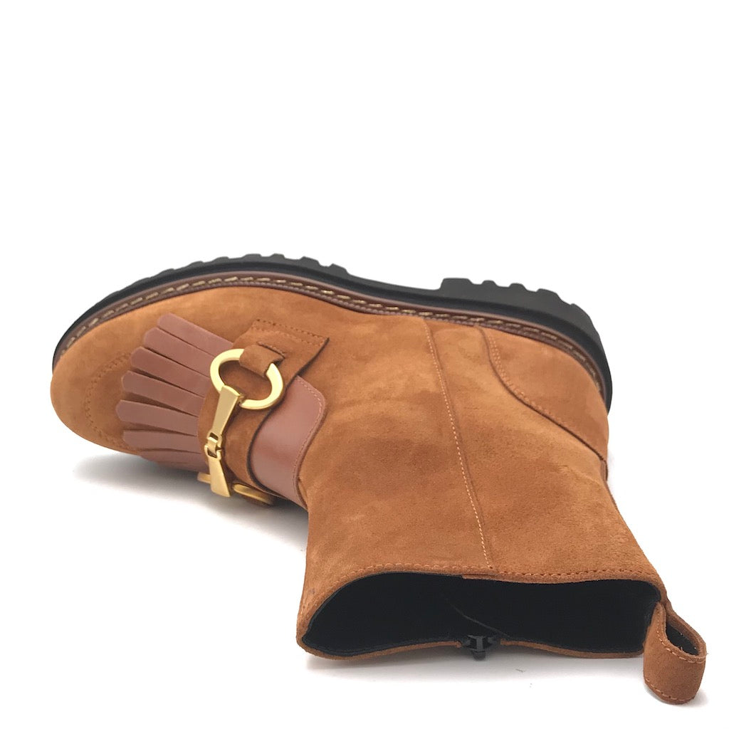 Zulian Calzature Tronchetto velour cuoio Presa