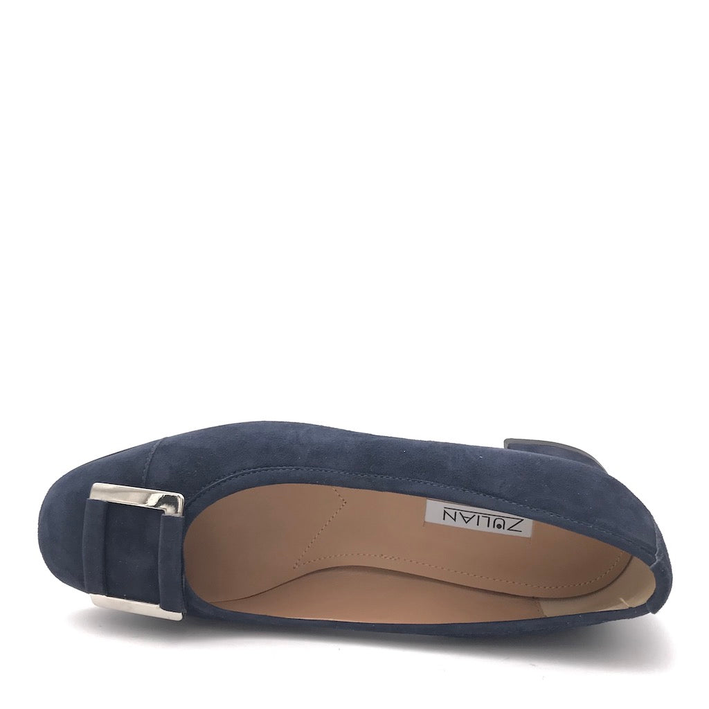 Zulian Calzature Ballerina in camoscio blu Nuova