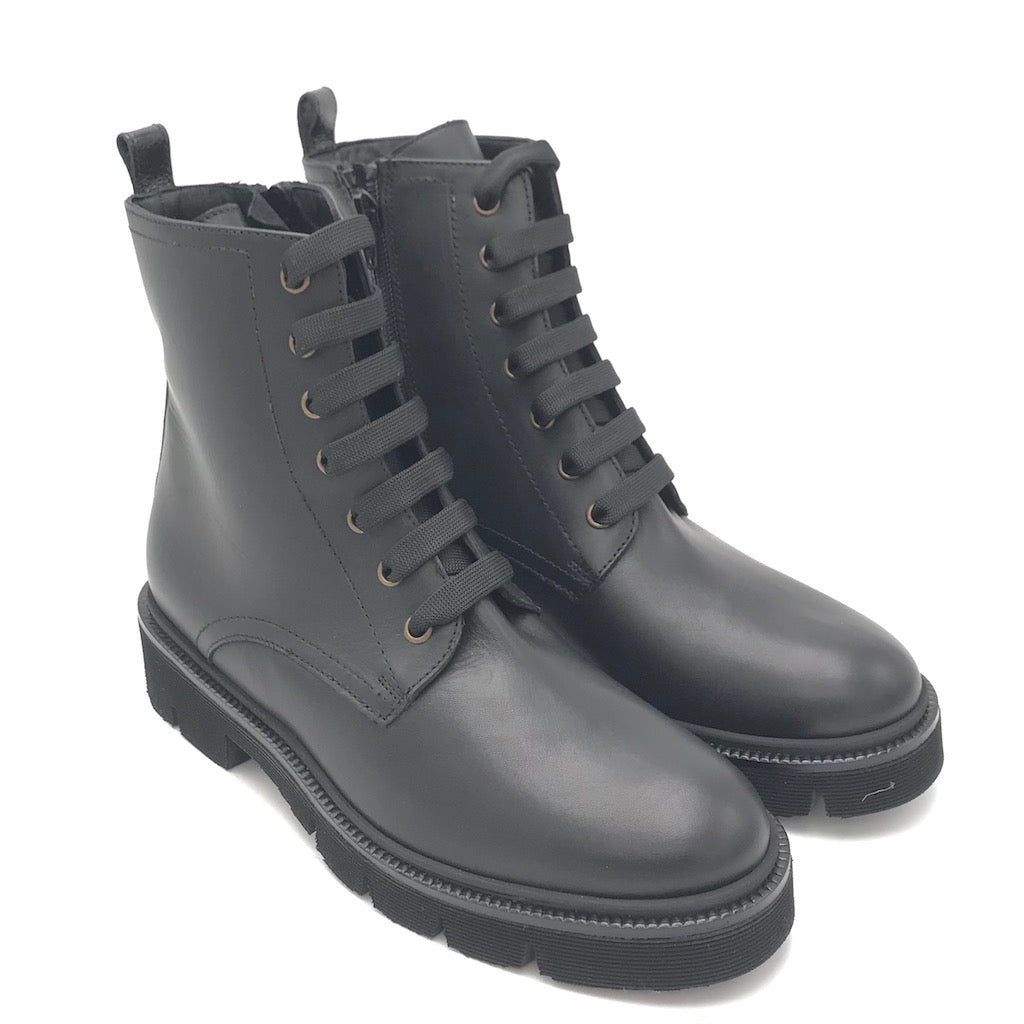 Zulian Calzature Anfibio in vitello nero Nuova