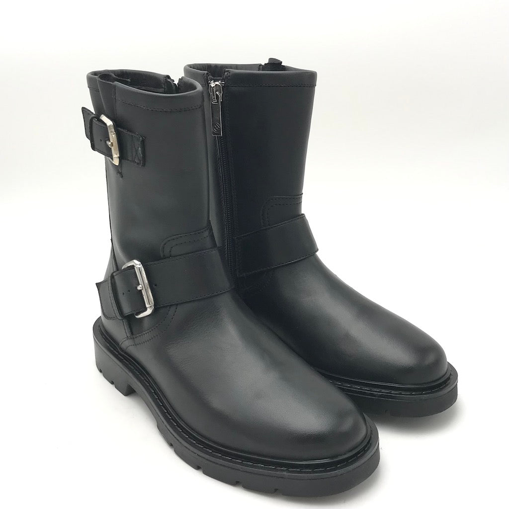 Zulian Calzature Biker in pelle nera Offerta temporanea