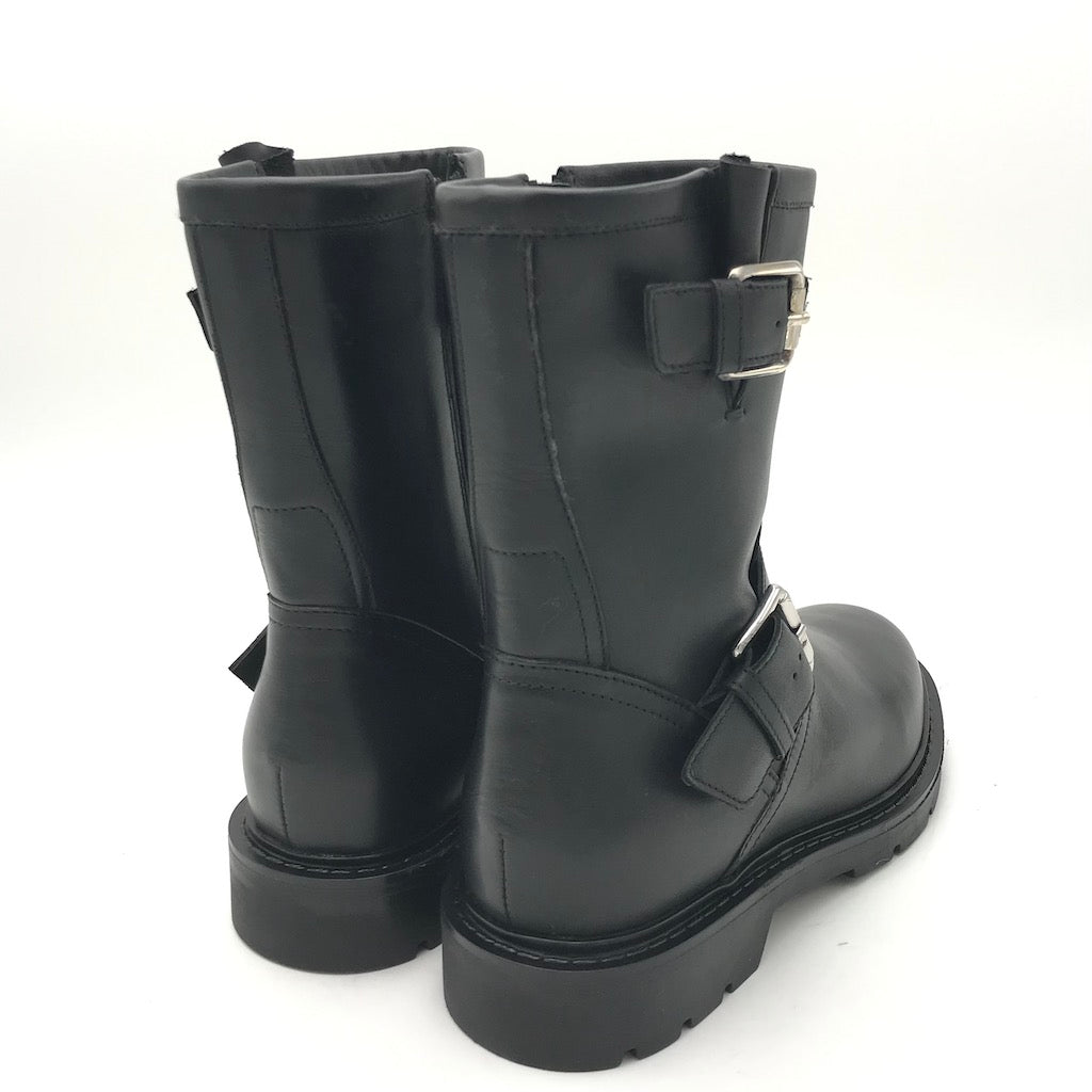 Zulian Calzature Biker in pelle nera Offerta temporanea